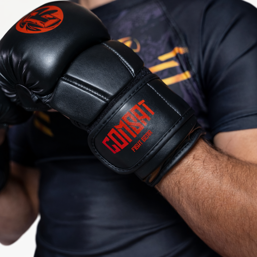Combat Fight Gear Elite MMA Grappling Gloves – Black/Red