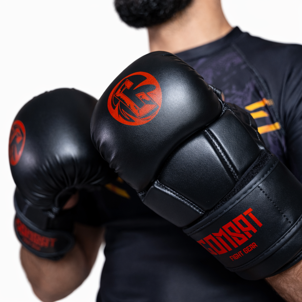 Combat Fight Gear Elite MMA Grappling Gloves – Black/Red