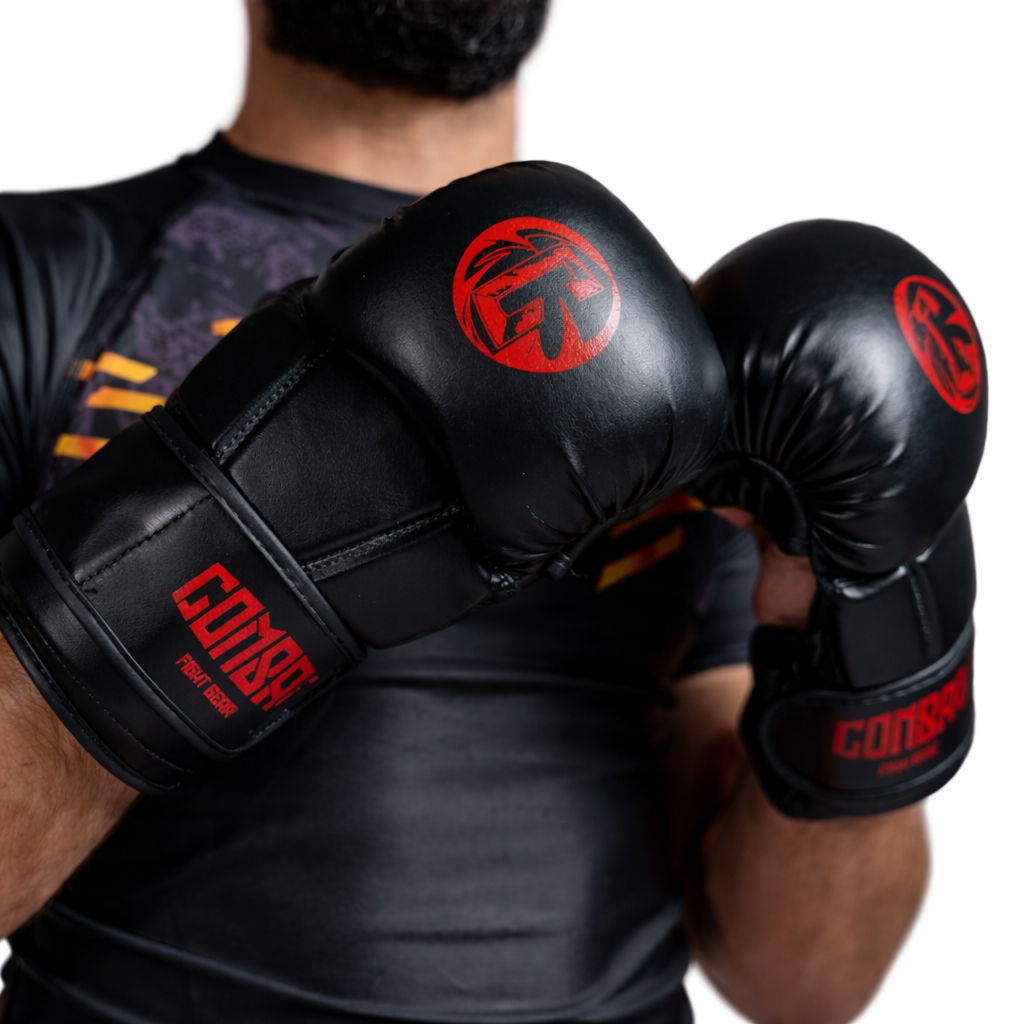 Combat Fight Gear Elite MMA Grappling Gloves – Black/Red
